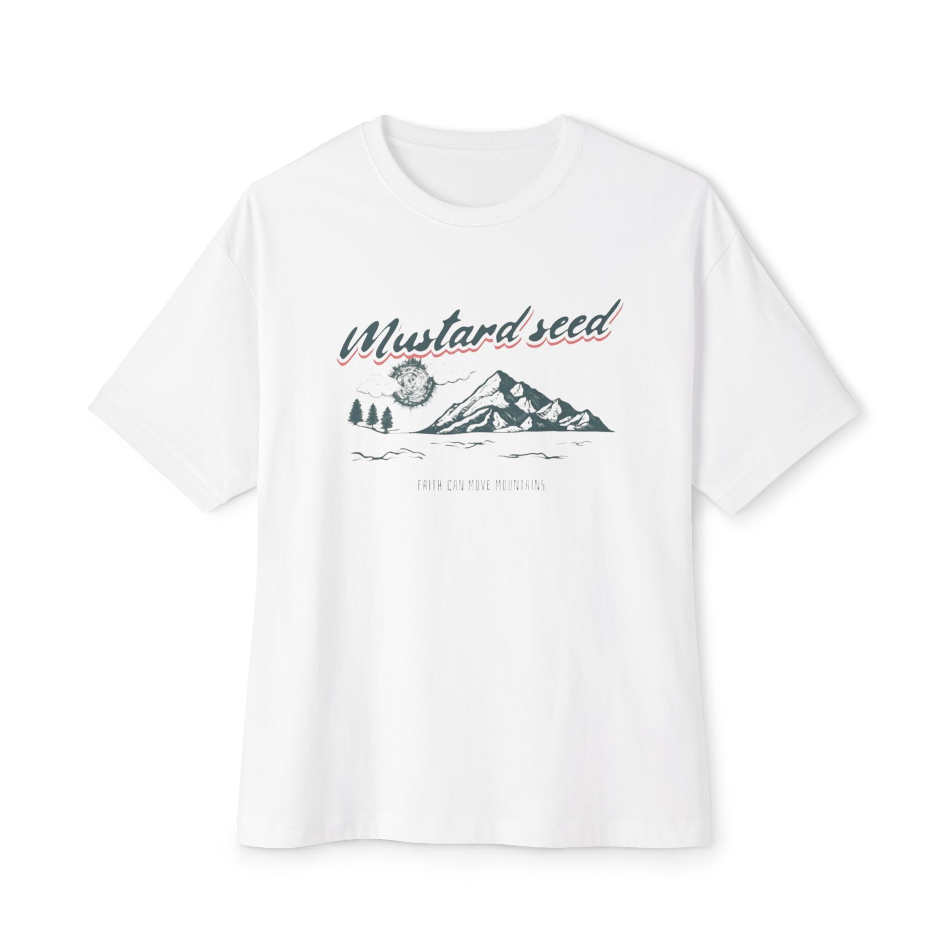Unisex Oversized Boxy Tee - 'Mustard Seed' Mountain Graphic