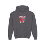 Youth Hoodie — 'Walk by Faith' Cute Heart Character Graphic Sweatshirt