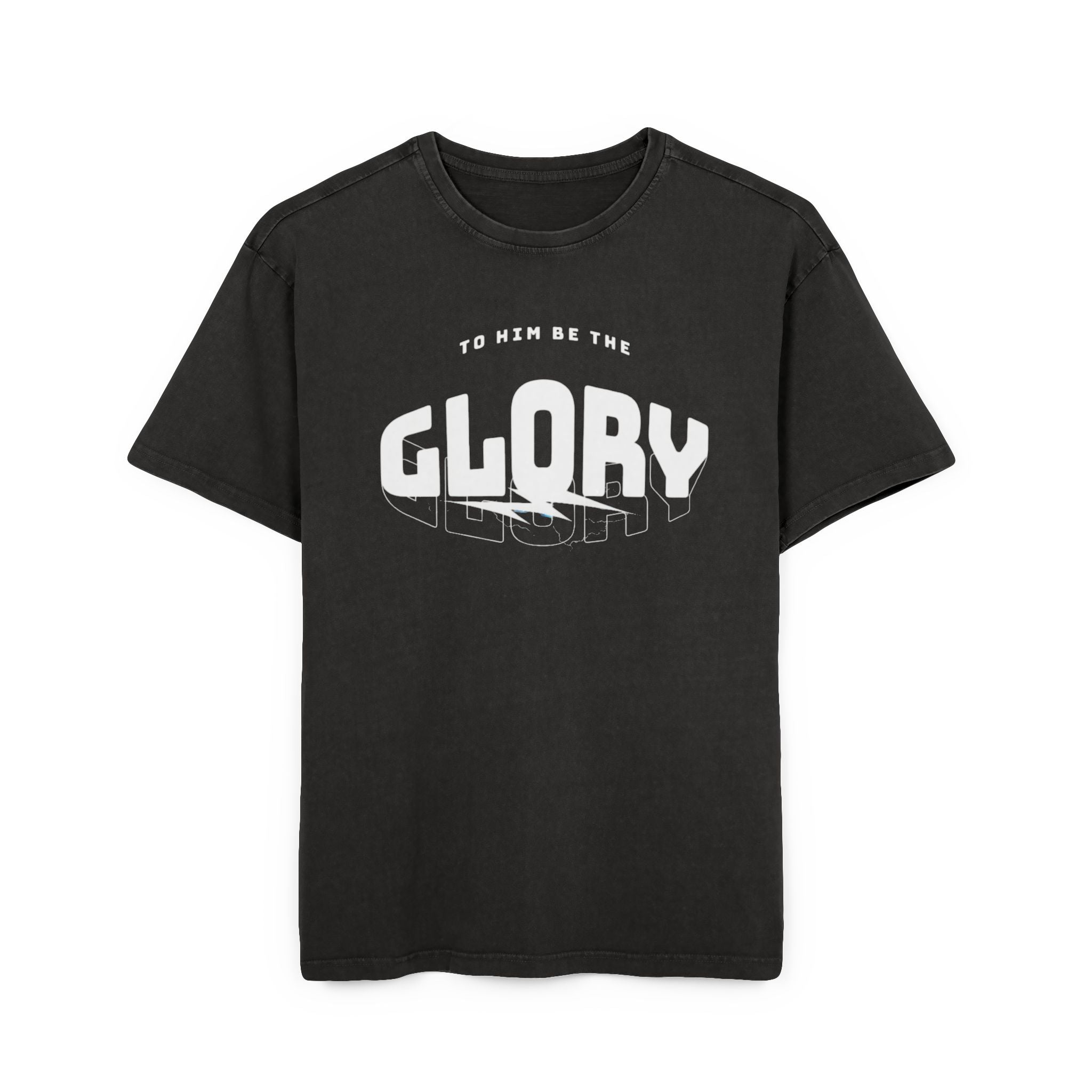 Men's Acid Washed Oversized Tee - 'To Him Be The Glory' Statement Shirt