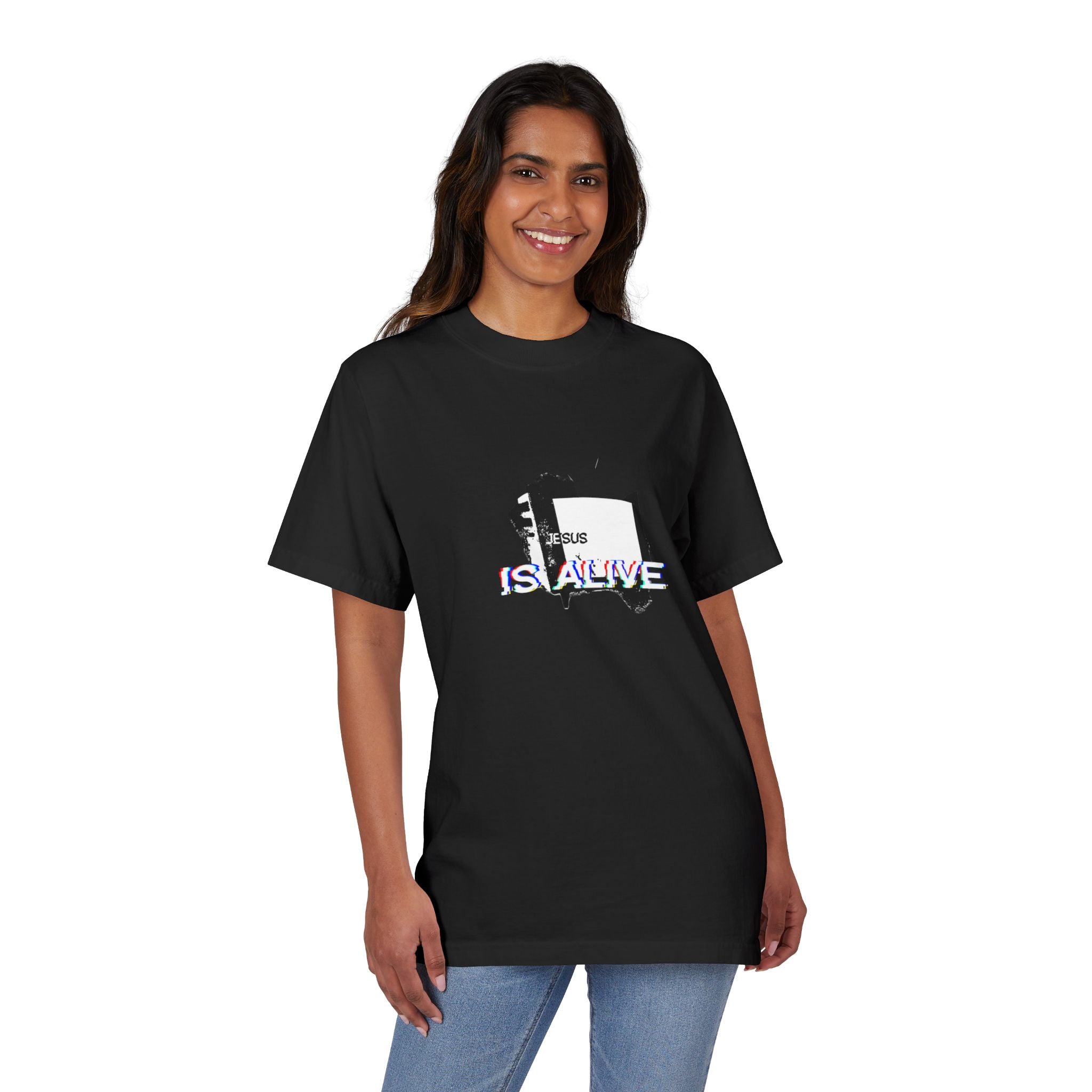Inspirational Unisex Drop-Shoulder T-Shirt - 'Jesus Is Alive'