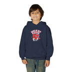 Youth Hoodie — 'Walk by Faith' Cute Heart Character Graphic Sweatshirt
