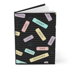 Christian Words Hardcover Journal — Pastel Faith Labels on Black