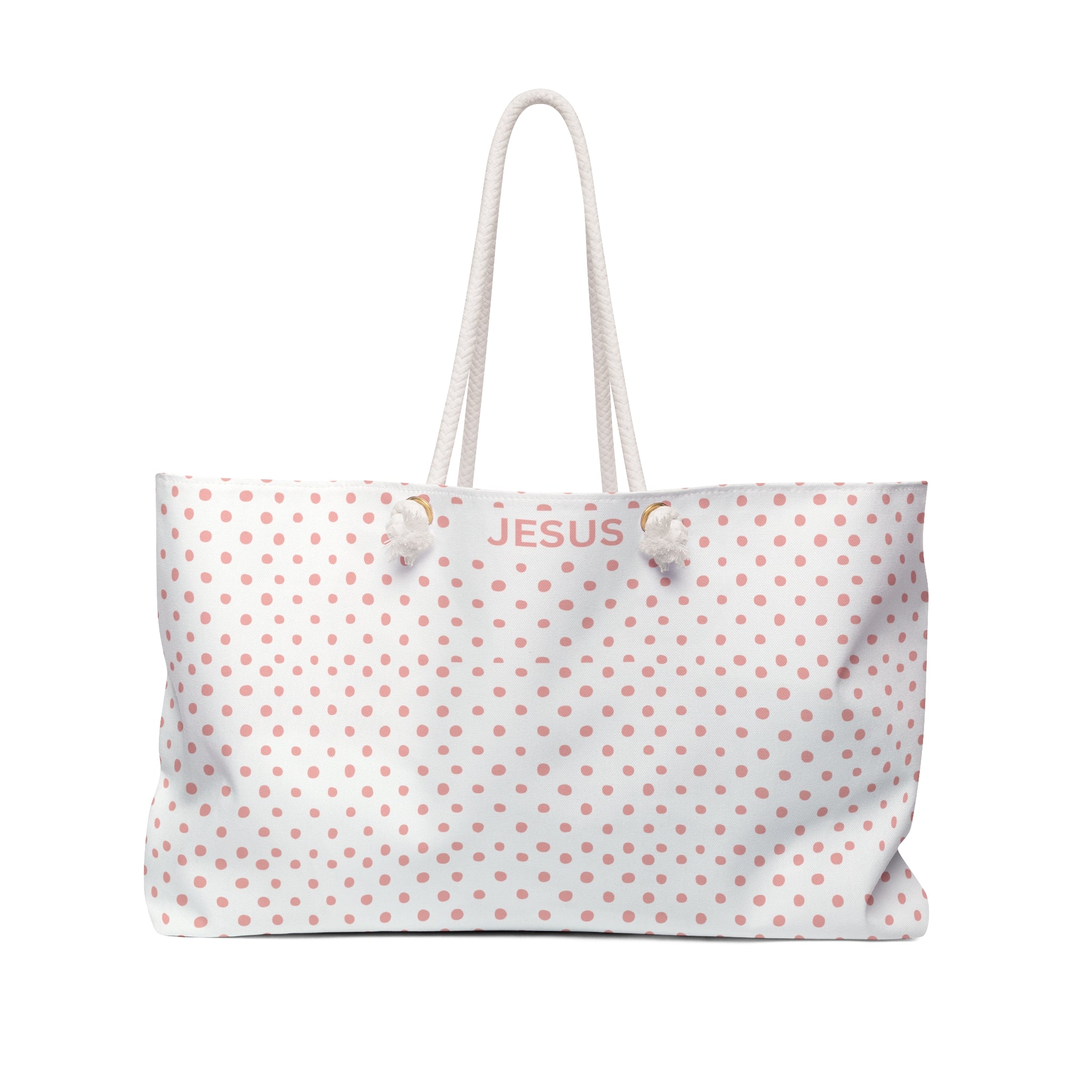 Polka Dot Jesus Weekender Bag for Travel, Tote, Beach, Gym, Overnight Stay, Faith Gifts