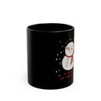 Christmas Snowman Mug — "It's the Simplicity of the Gospel" Black Ceramic Coffee Cup