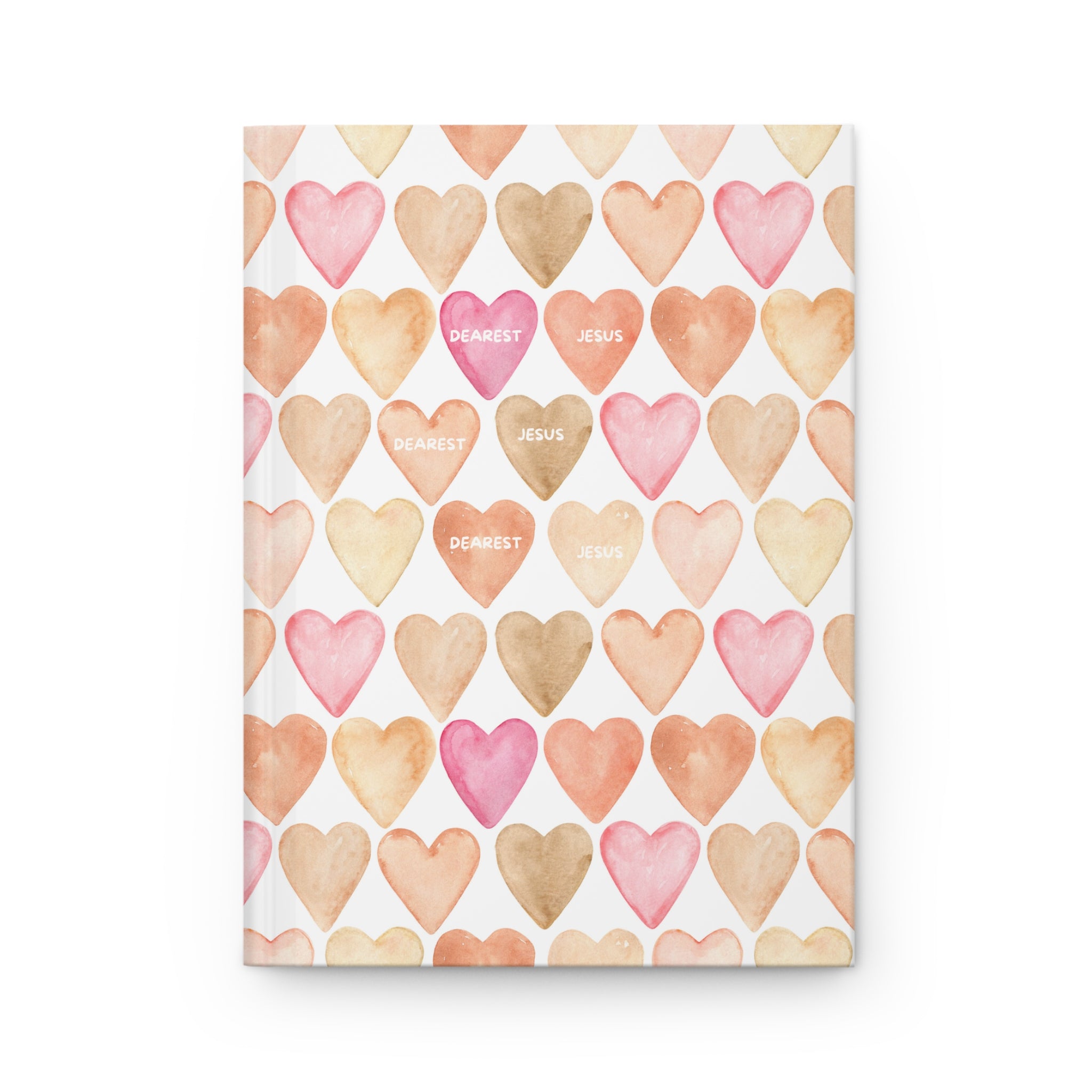 Heart Pattern Hardcover Journal — ‘Dearest Jesus’ Watercolor Notebook , Christian Gifts & Daily Notes