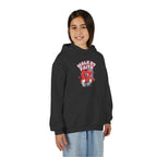 Youth Hoodie — 'Walk by Faith' Cute Heart Character Graphic Sweatshirt
