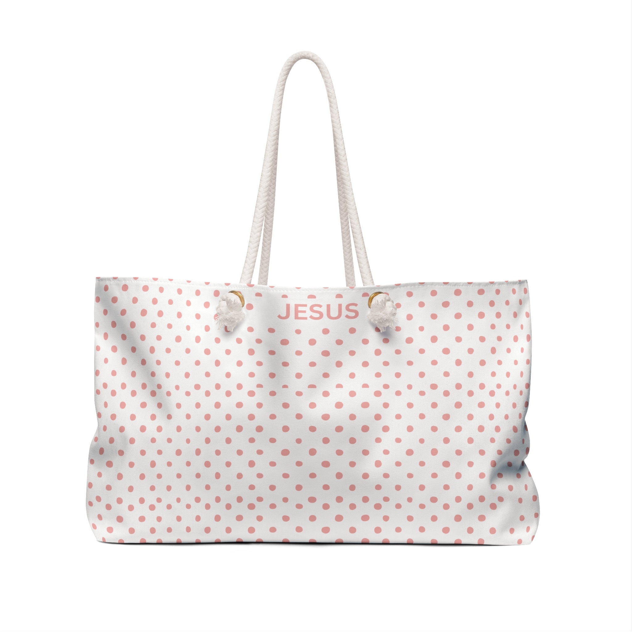 Polka Dot Jesus Weekender Bag for Travel, Tote, Beach, Gym, Overnight Stay, Faith Gifts
