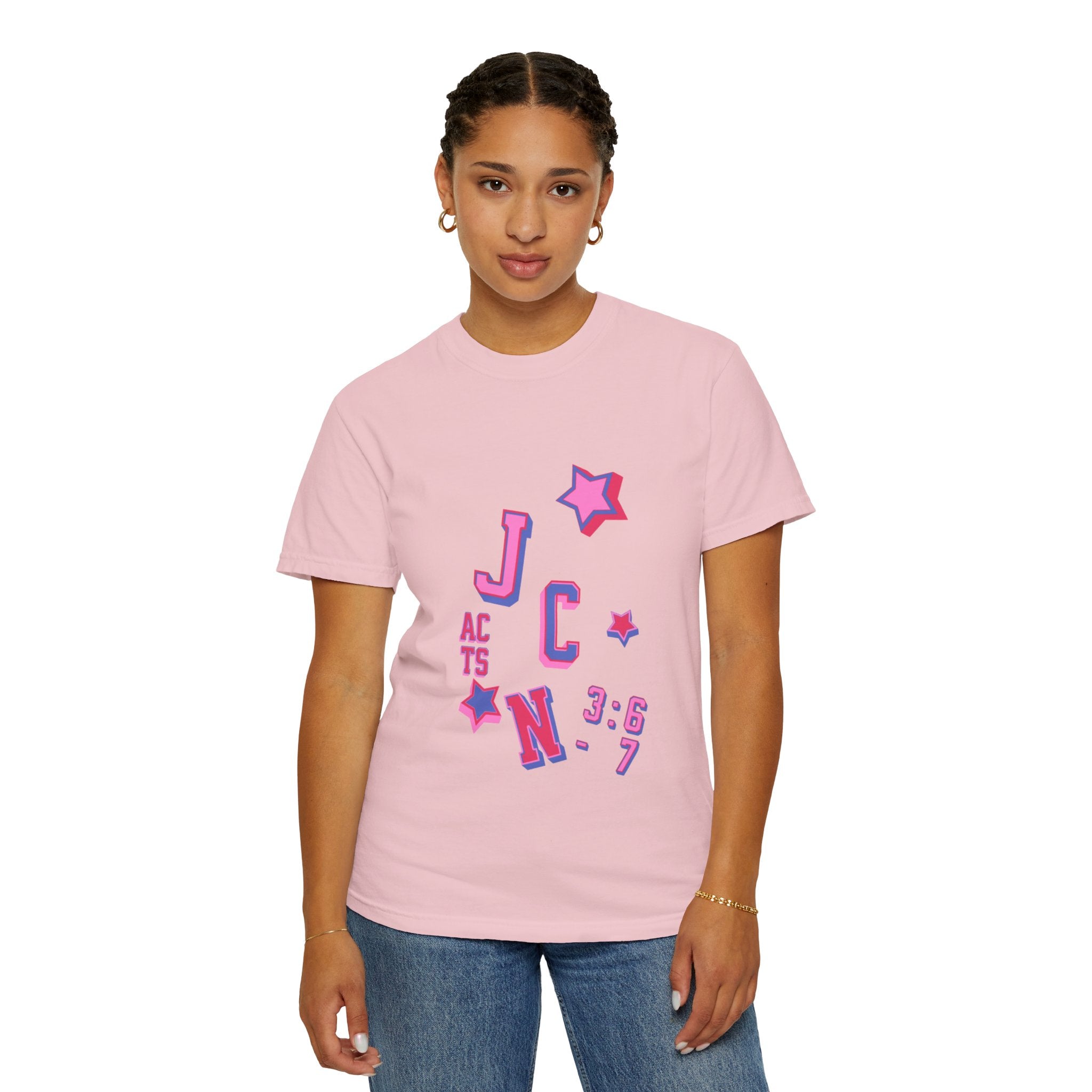 women's Garment-Dyed T-Shirt - 'JC Acts 3:6-7' Inspirational Tee