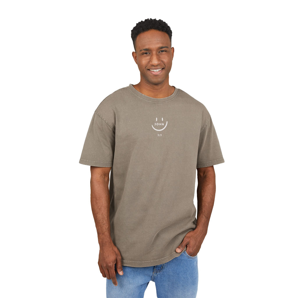 Men's Acid Washed Oversized Tee - John 1:1