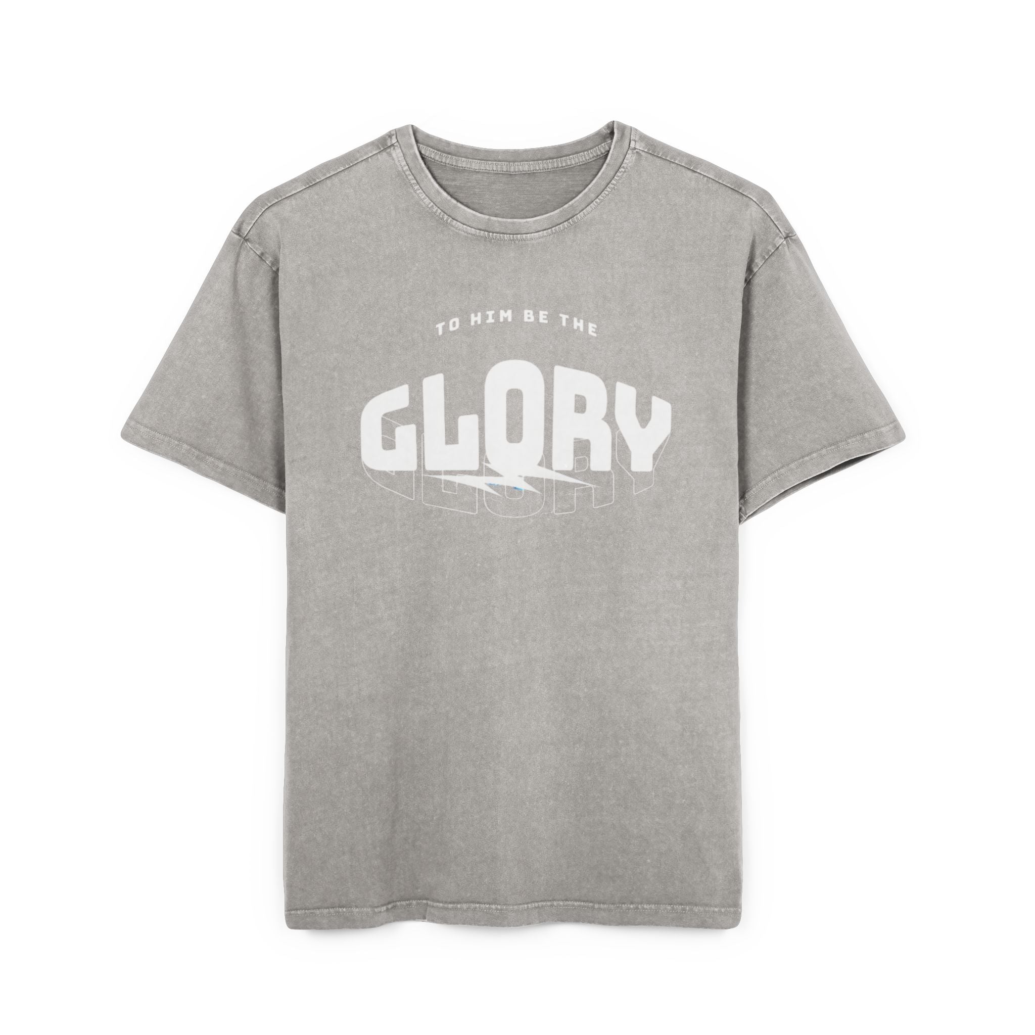 Men's Acid Washed Oversized Tee - 'To Him Be The Glory' Statement Shirt