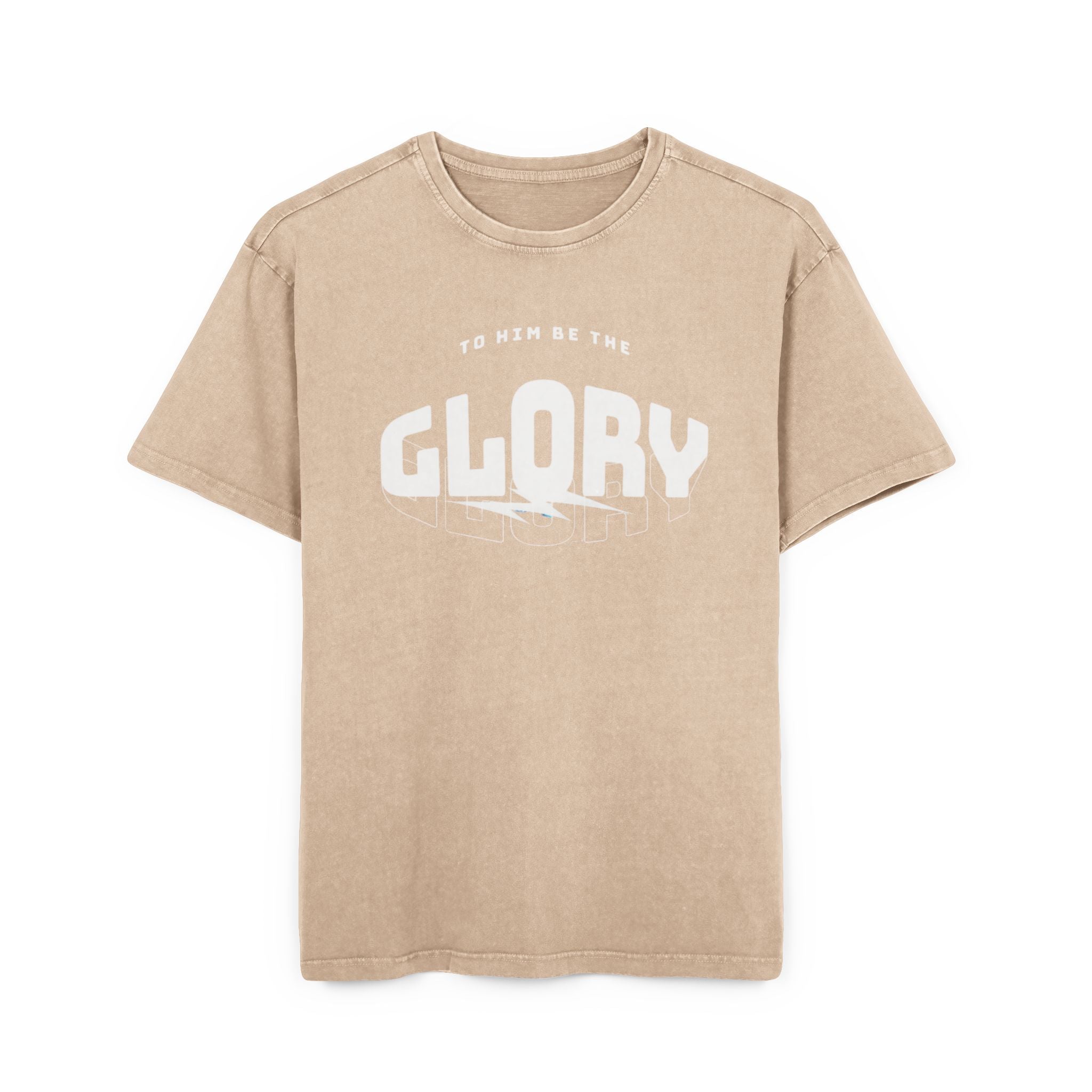 Men's Acid Washed Oversized Tee - 'To Him Be The Glory' Statement Shirt