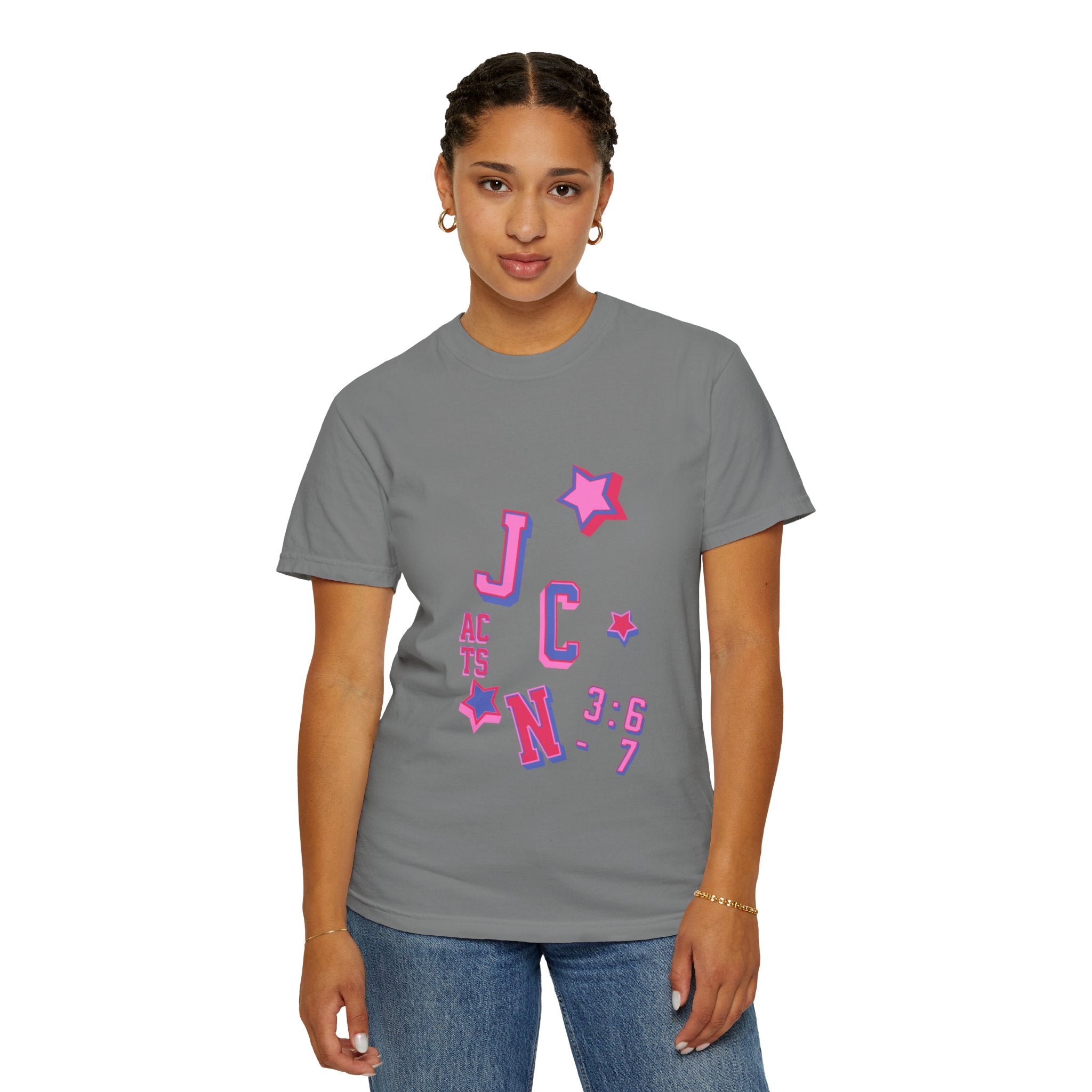 women's Garment-Dyed T-Shirt - 'JC Acts 3:6-7' Inspirational Tee