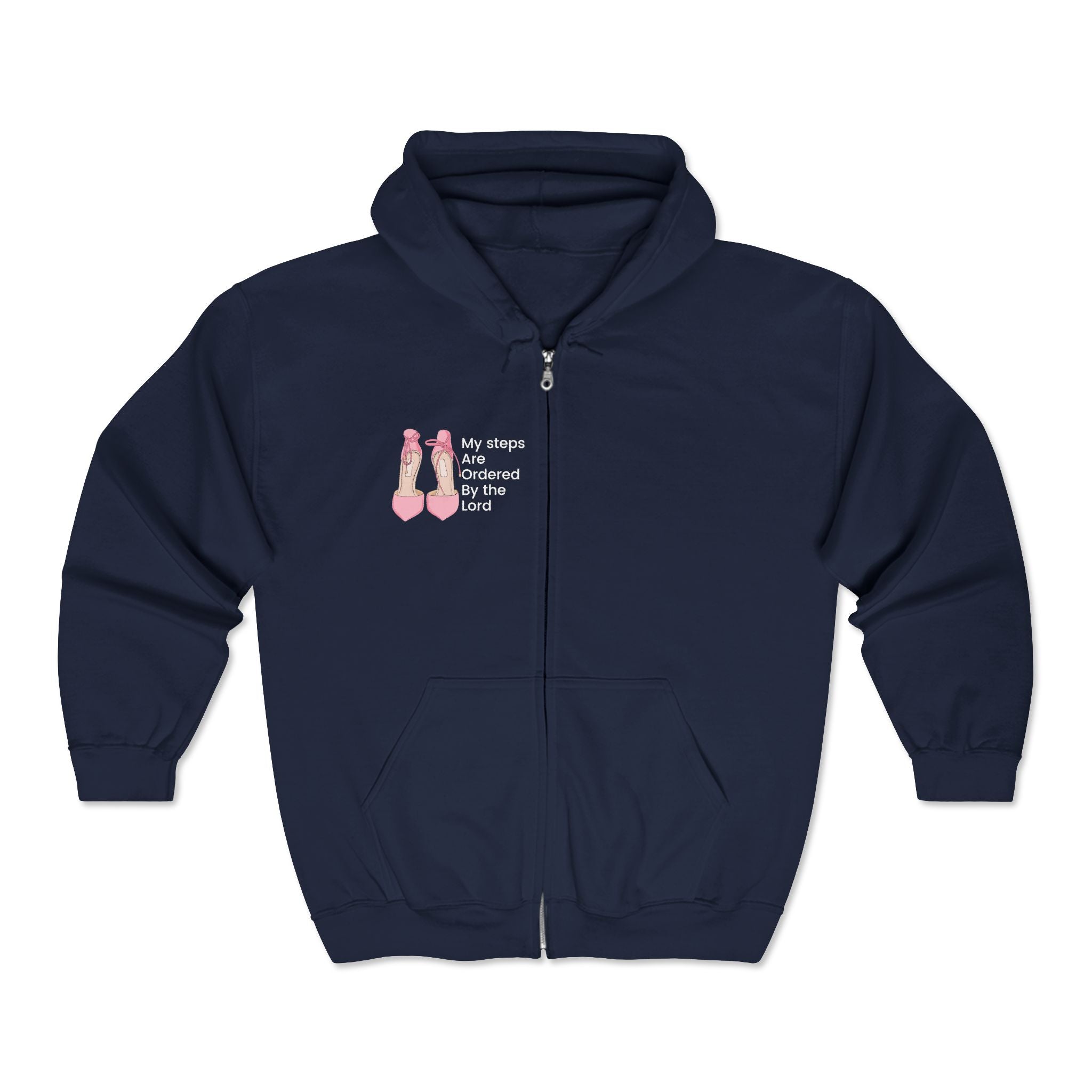 My Steps Are Ordered By The Lord  Zip-Up Hoodie for Comfortable Faith Expression, Christian Apparel, Inspirational Gift, Cozy Layering, Spiritual Wear