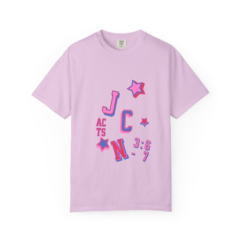 women's Garment-Dyed T-Shirt - 'JC Acts 3:6-7' Inspirational Tee