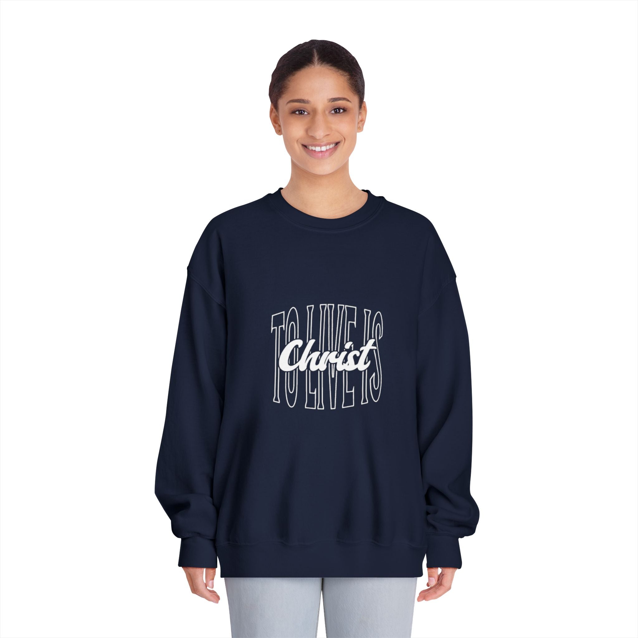 Unisex Crewneck Sweatshirt - 'To Live is Christ' Inspirational Apparel