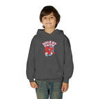 Youth Hoodie — 'Walk by Faith' Cute Heart Character Graphic Sweatshirt