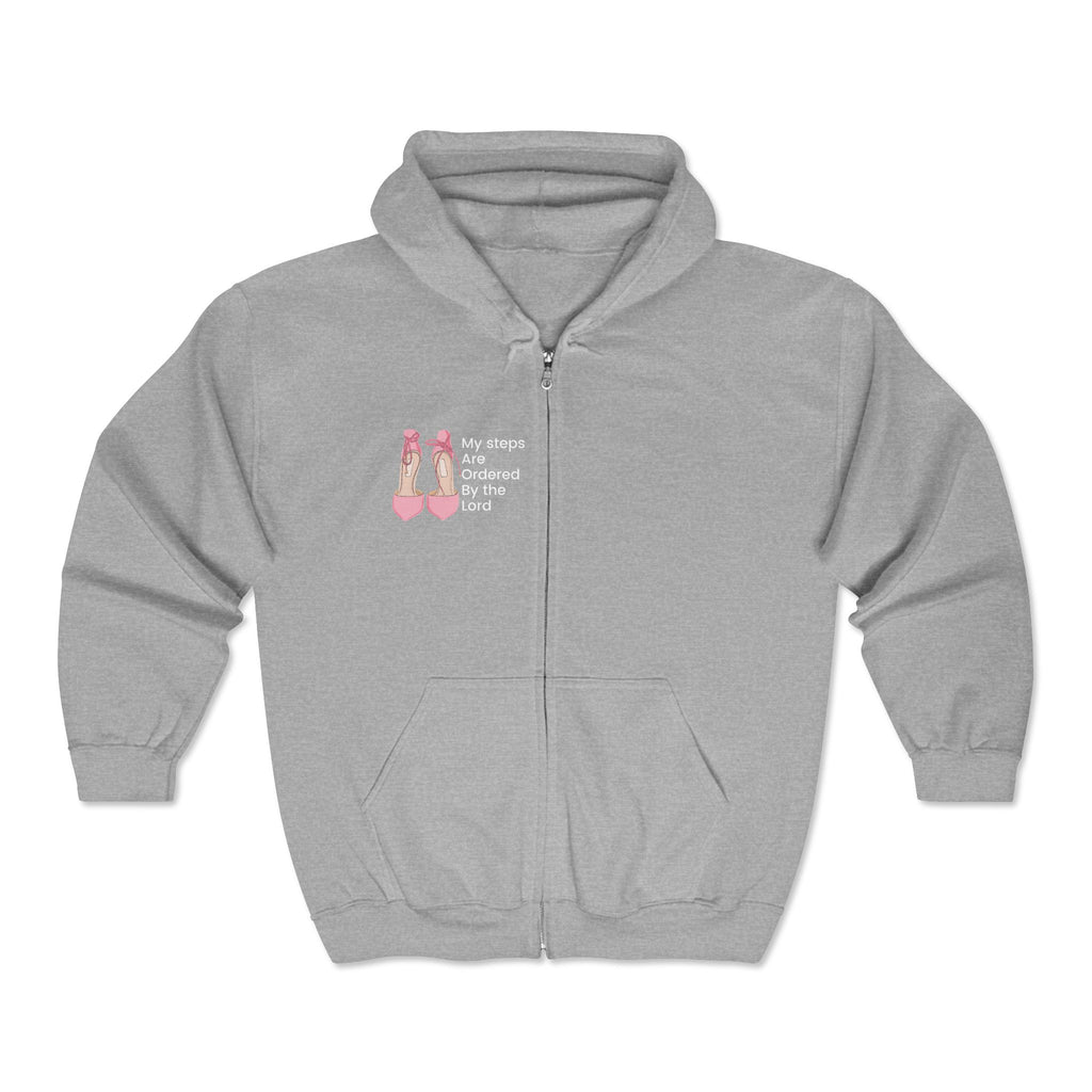 My Steps Are Ordered By The Lord  Zip-Up Hoodie for Comfortable Faith Expression, Christian Apparel, Inspirational Gift, Cozy Layering, Spiritual Wear