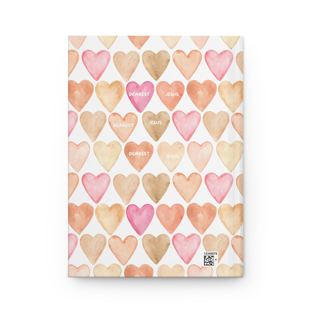Heart Pattern Hardcover Journal — ‘Dearest Jesus’ Watercolor Notebook , Christian Gifts & Daily Notes