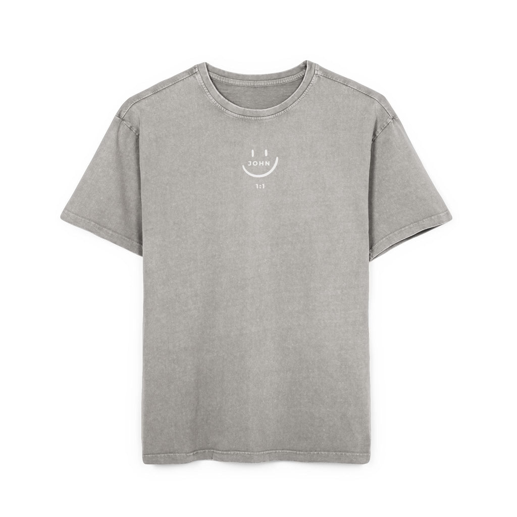 Men's Acid Washed Oversized Tee - John 1:1