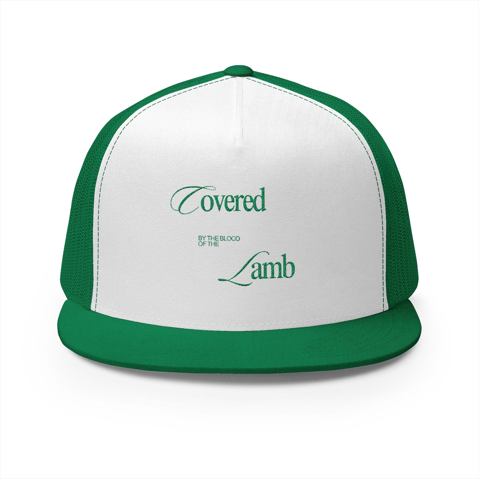 Covered by the Blood of the Lamb 5 Panel Trucker Cap