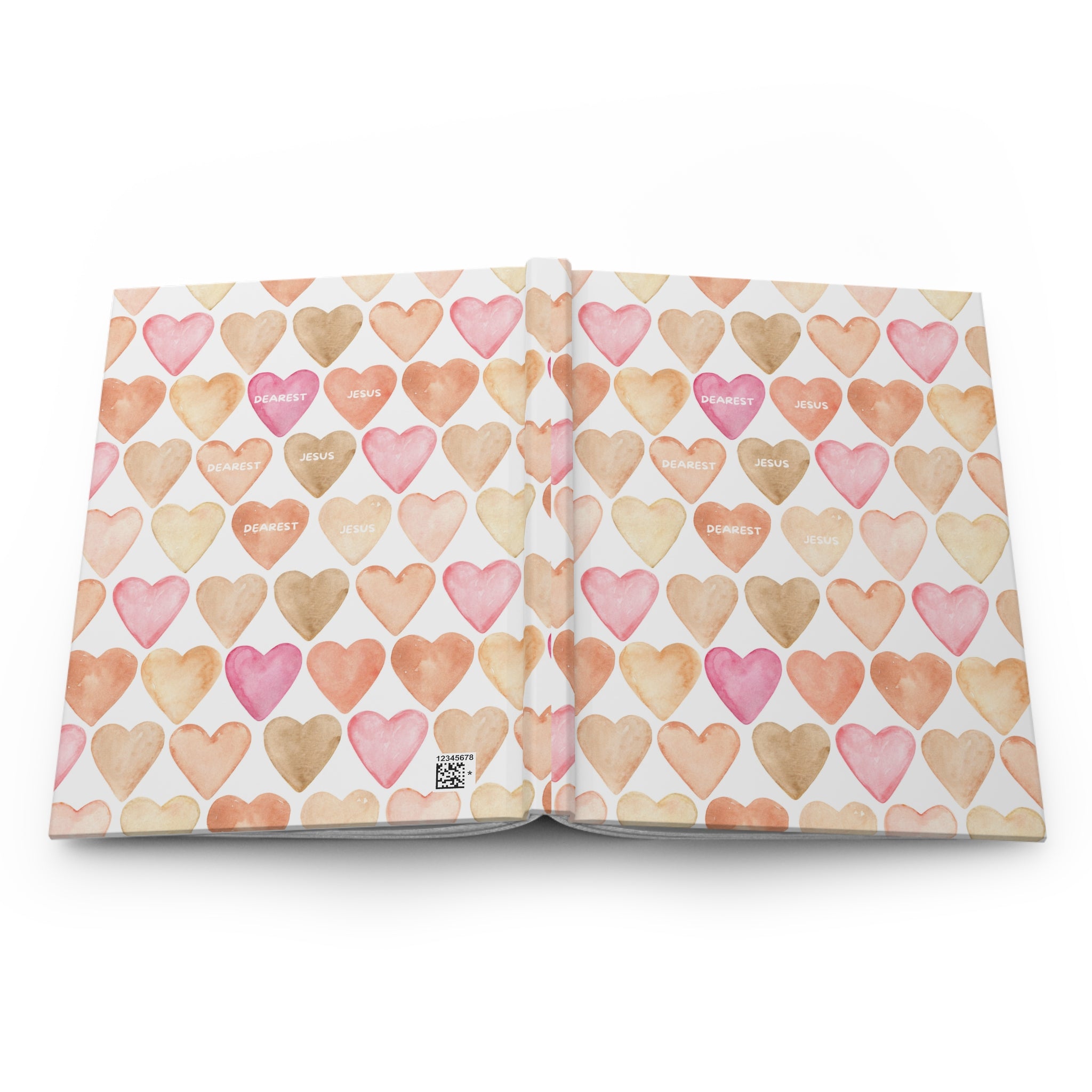 Heart Pattern Hardcover Journal — ‘Dearest Jesus’ Watercolor Notebook , Christian Gifts & Daily Notes