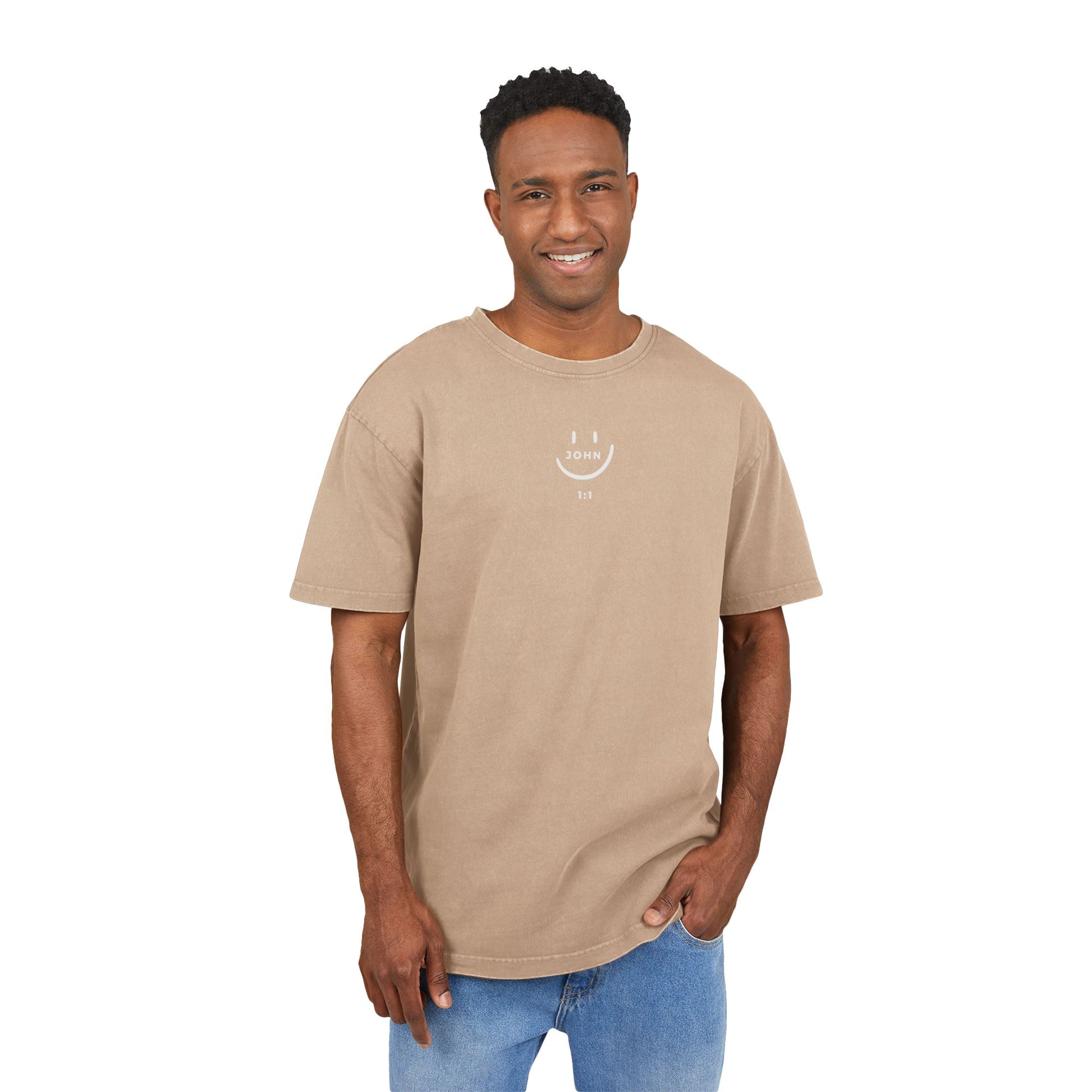 Men's Acid Washed Oversized Tee - John 1:1