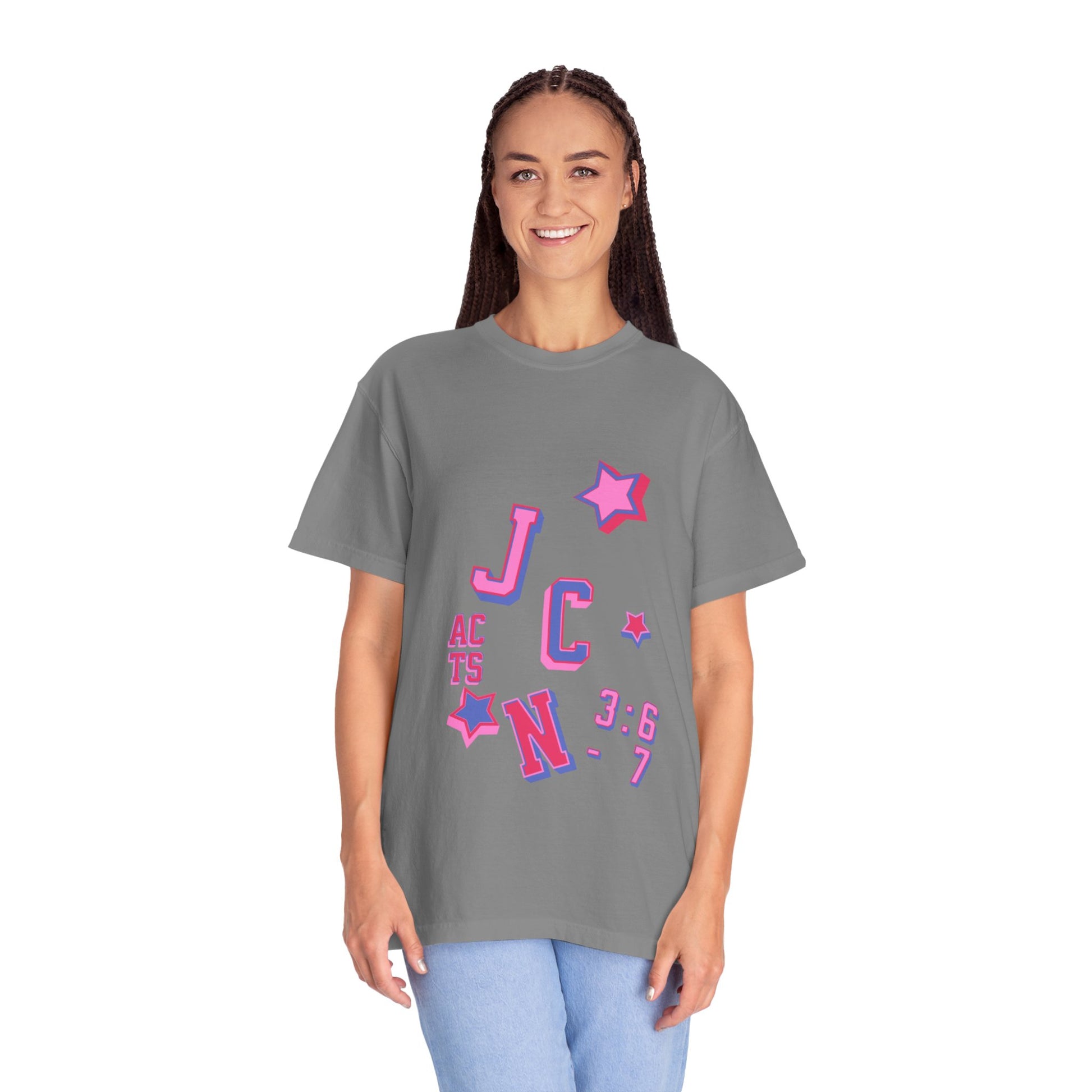 women's Garment-Dyed T-Shirt - 'JC Acts 3:6-7' Inspirational Tee