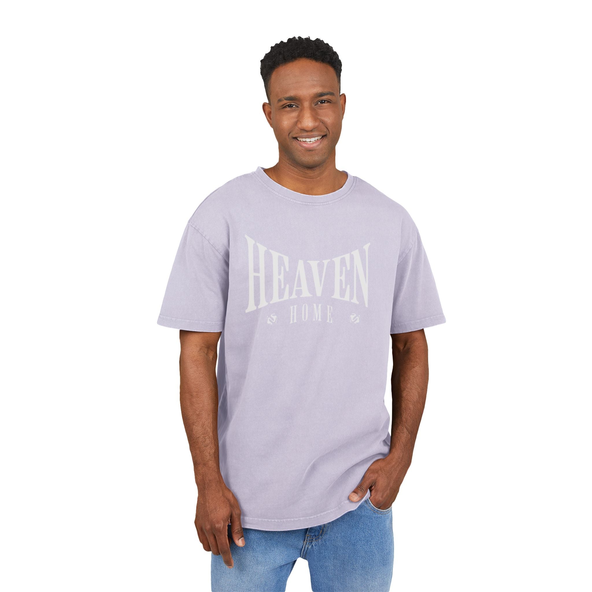 Men's Acid Wash Tee - 'Heaven Home' Oversized Style