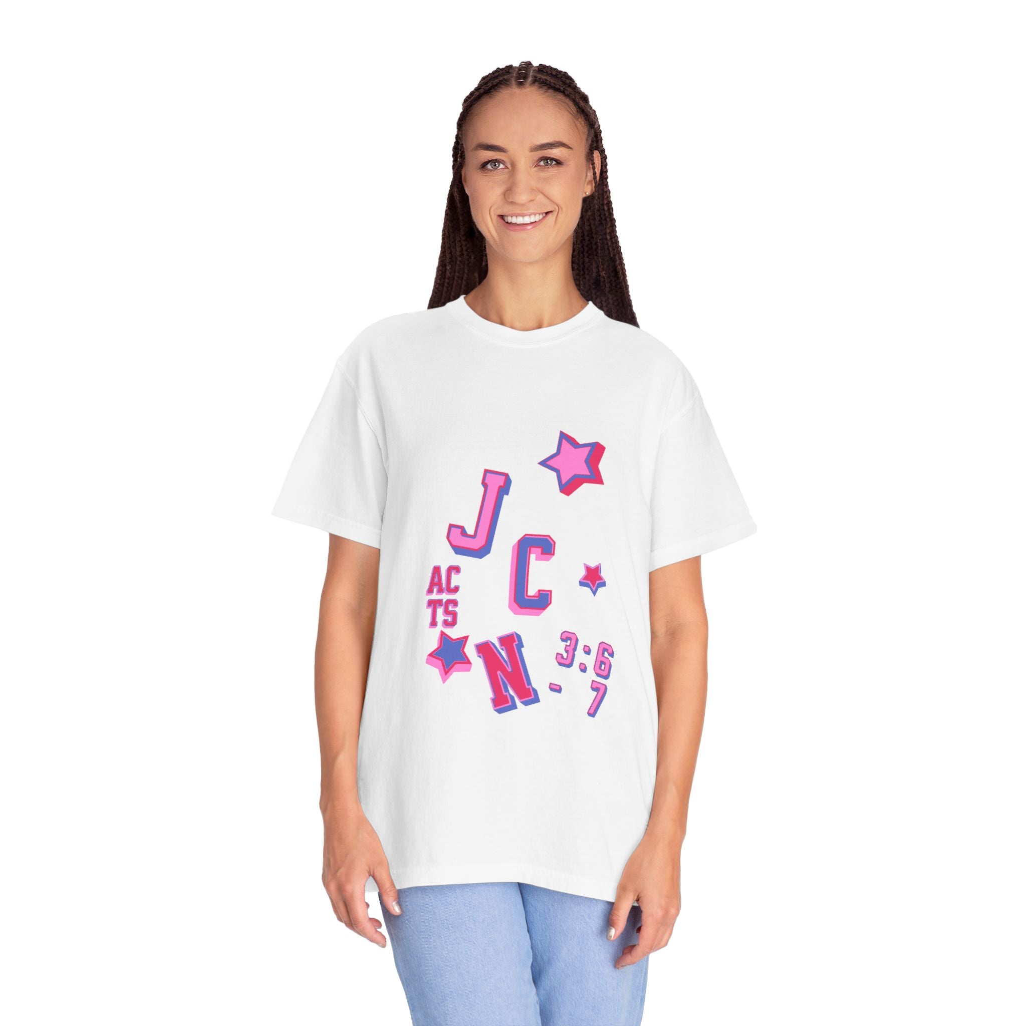 women's Garment-Dyed T-Shirt - 'JC Acts 3:6-7' Inspirational Tee