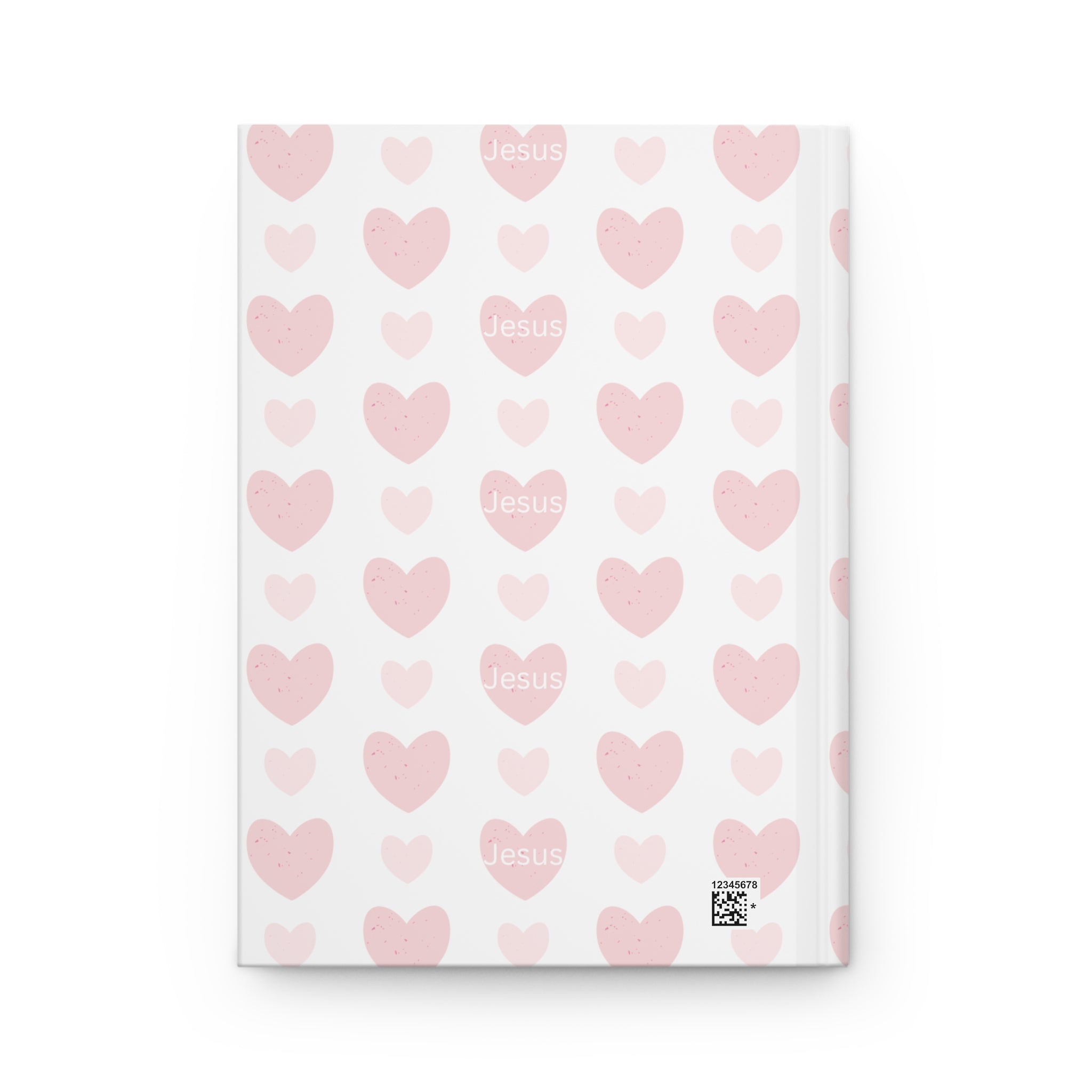 Pink Heart Pattern Hardcover Journal — 'Jesus' Faith-Inspired Notebook