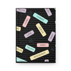 Christian Words Hardcover Journal — Pastel Faith Labels on Black
