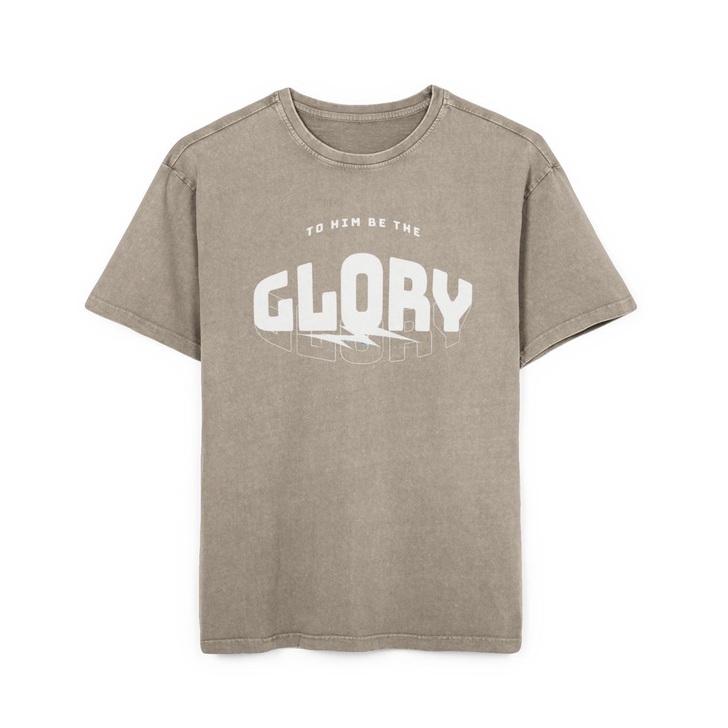 Men's Acid Washed Oversized Tee - 'To Him Be The Glory' Statement Shirt