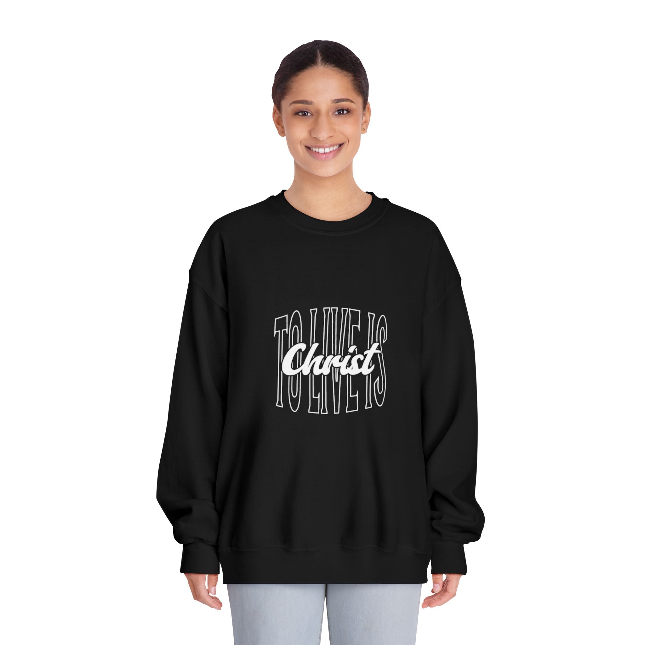 Unisex Crewneck Sweatshirt - 'To Live is Christ' Inspirational Apparel