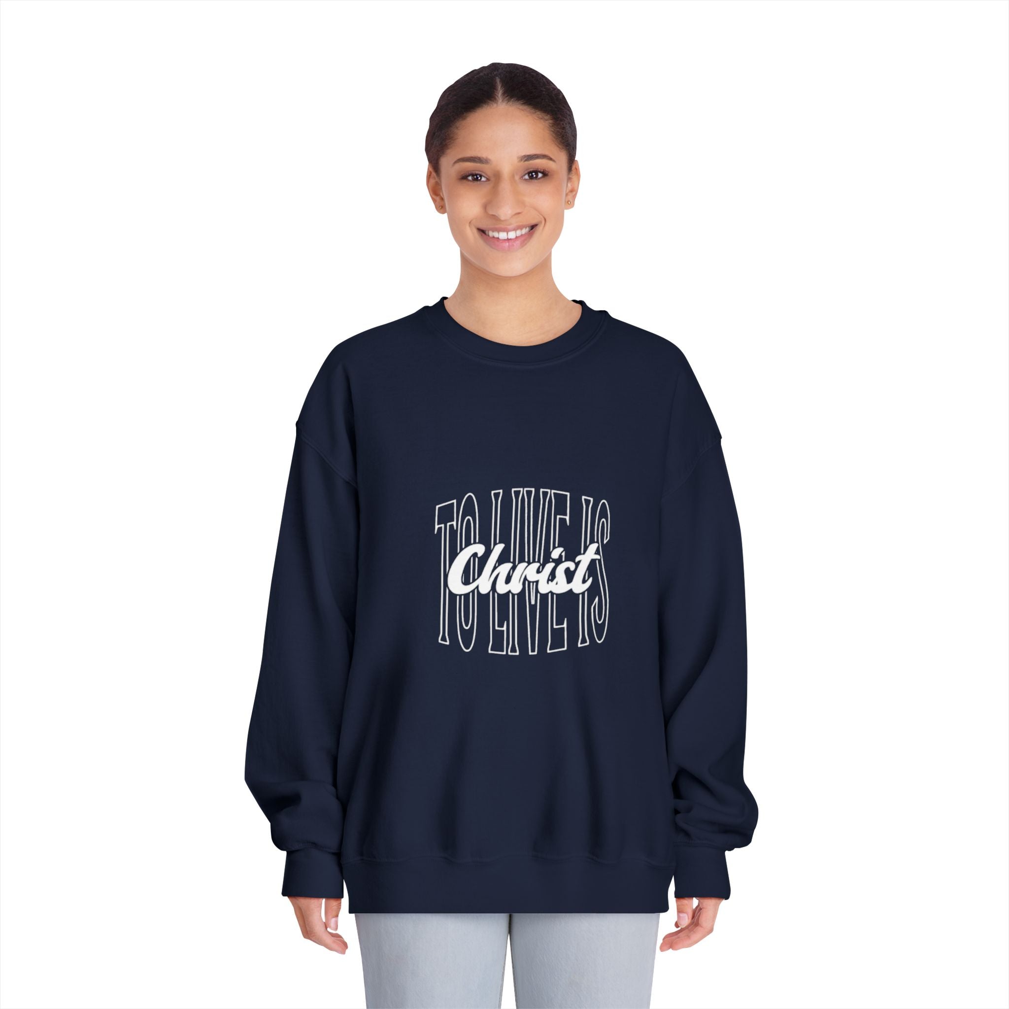 Unisex Crewneck Sweatshirt - 'To Live is Christ' Inspirational Apparel