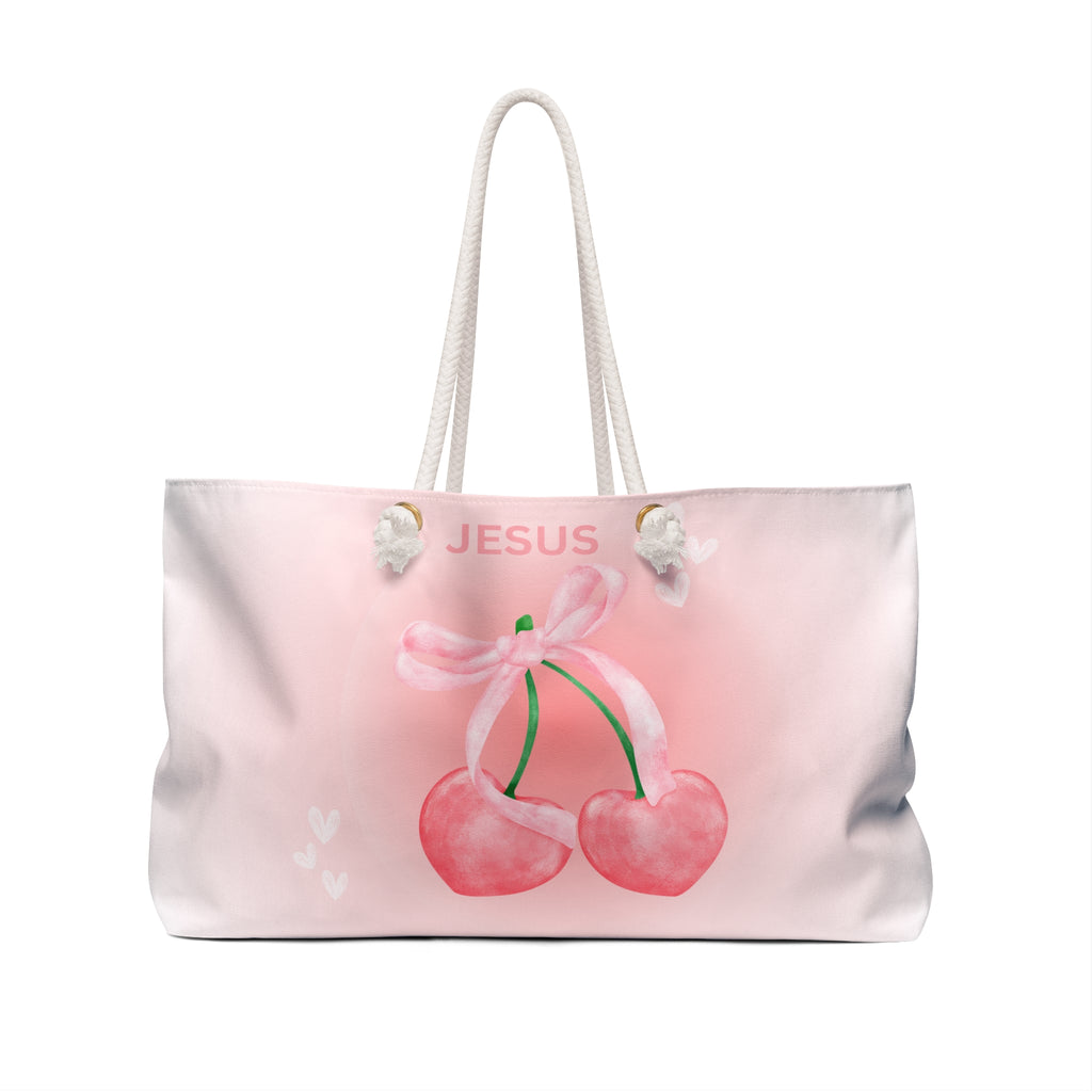 Charming Jesus Cherry Weekender Bag - Perfect for Travel, Beach Days, and Faith-Based Gifts, Tote for Summer, Vacation Essentials, [...]