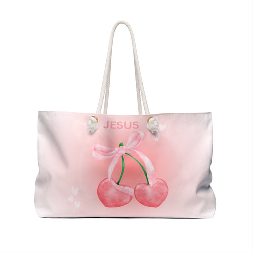 Charming Jesus Cherry Weekender Bag - Perfect for Travel, Beach Days, and Faith-Based Gifts, Tote for Summer, Vacation Essentials, [...]